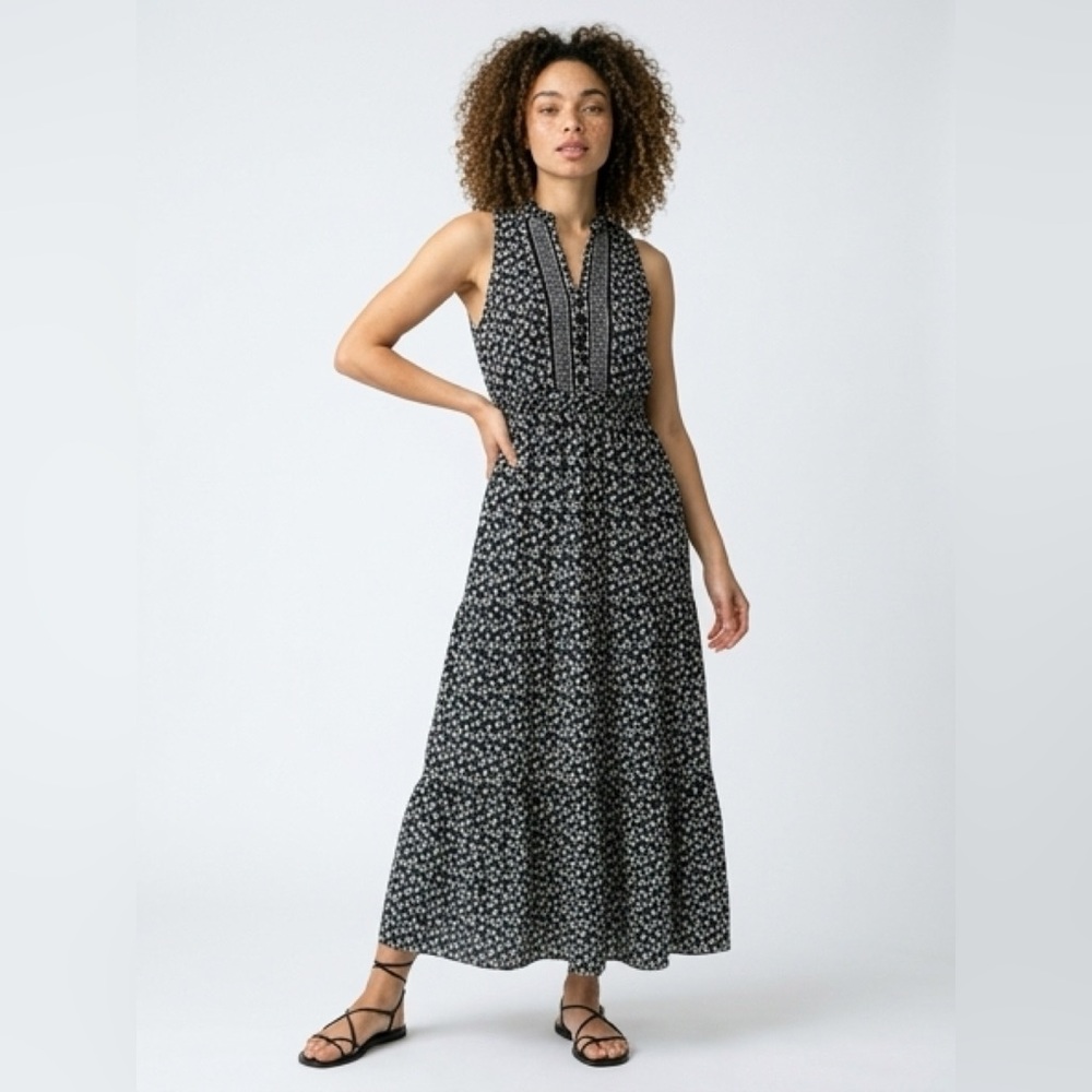 London Times Black Floral Sleeveless Maxi Dress - Picture 2 of 6
